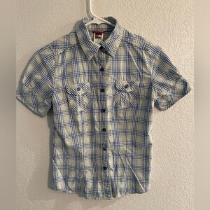 The North Face woman’s button down plaid shirt size XS
